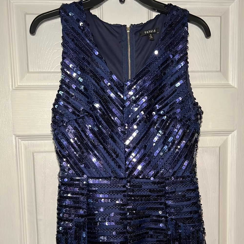 Navy Blue Sequin Semi-Formal Romper